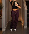 Pantalón cotelé forrado con polar, moda mujer invierno