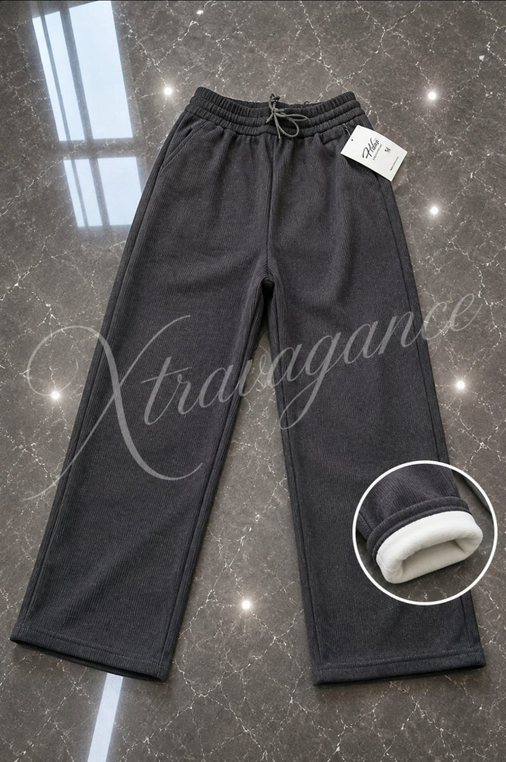 Pantalón cotelé forrado con polar, moda mujer invierno