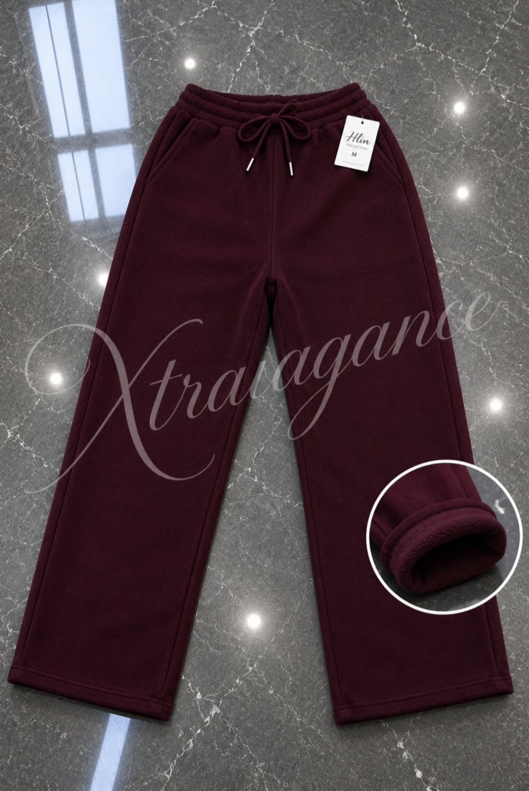 Pantalón cotelé forrado con polar, moda mujer invierno
